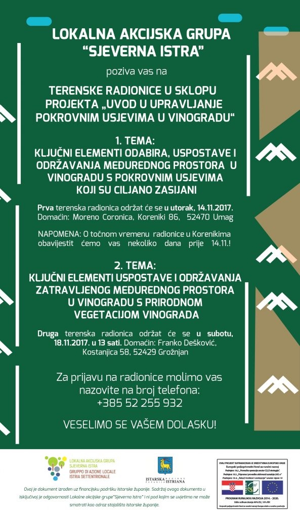 Poziv na terenske radionice o pokrovnim usjevima i metodi zatravljivanja