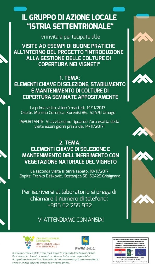 Invito a partecipare alle visite ad esempi di buone pratiche di colture di copertura e del metodo d’inerbimento